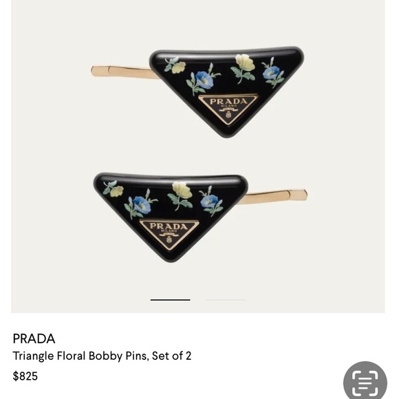 Prada Black and Gold Floral Hair Clips - Picture 2 of 6